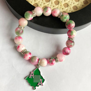 Pink Green Tricolor Natural Stone Bracelet Jewelry