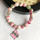 Pink Green Tricolor Natural Stone Bracelet Jewelry