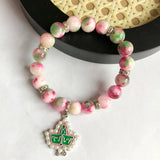 Pink Green Tricolor Natural Stone Bracelet Jewelry