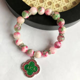 Pink Green Tricolor Natural Stone Bracelet Jewelry