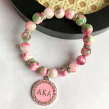 Pink Green Tricolor Natural Stone Bracelet Jewelry