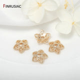 14k Plated Brass Small Flower Bead Caps for DIY Craft - Pack of 8