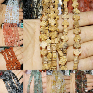 8X8X4mm Natural Stone Loose Beads Strand Cross Shape DIY Bracelet Necklace