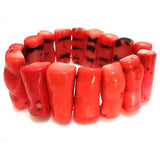 Orange Bar Shaped Coral Branch Beads Wrap Bracelet 8 Inches