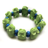 8" 14x25mm Green Turquoise Piggy Bead Bracelet