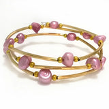 Hot Pink Freshwater Pearl Women Wrap Bracelet