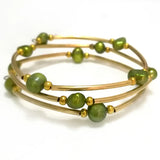 Orange Freshwater Baroque Pearl Memory Wire Wrap Bracelet