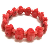8" Red Coral Cicada Style Bracelet