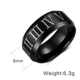 Men's & Women's 8mm Stainless Steel Wedding Band Ring, Roman Numerals