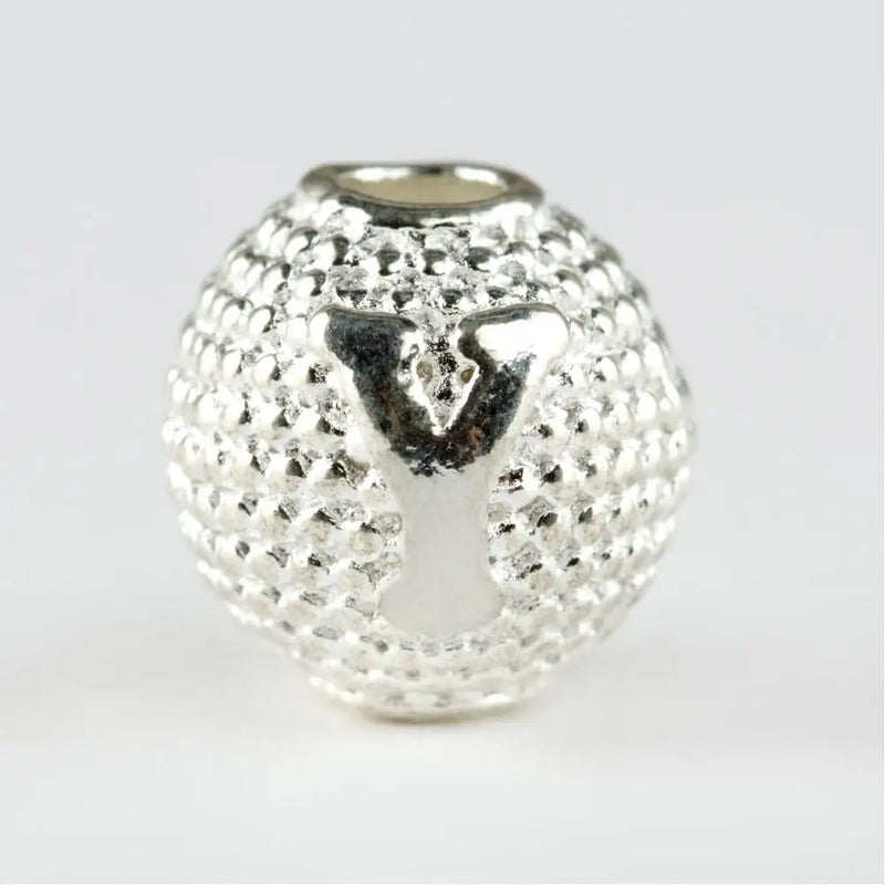 8 mm Silver Metal Case Rosary Letter