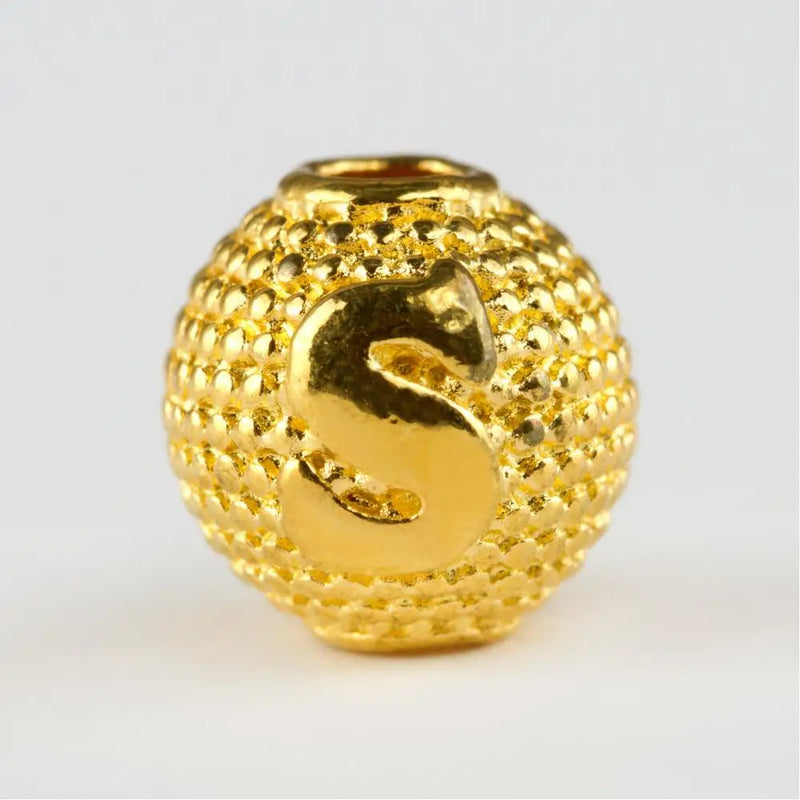 8mm Yellow Metal Case Rosary Letter