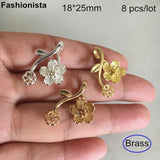 8 pcs Brass Flower Charms 18*25mm DIY Supplies
