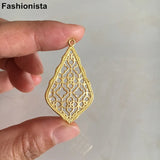 8 pcs Brass Filigree Rhombus Charms Gold Silver Raw DIY HY