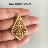 8 pcs Brass Filigree Rhombus Charms Gold Silver Raw DIY HY