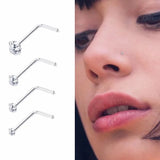 925 Sterling Silver Clear CZ Nose Rings & Studs for Men Women 22g