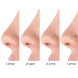 925 Sterling Silver Clear CZ Nose Rings & Studs for Men Women 22g