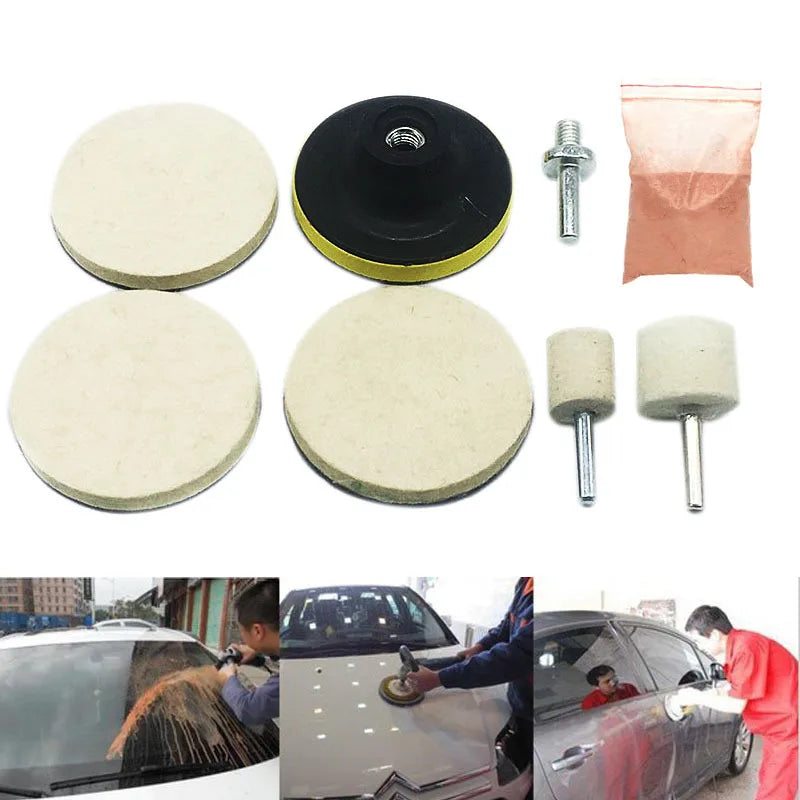 8-Piece Glass Polishing Wool Wheel Set