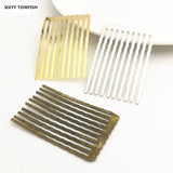 8pcs 31x49mm Metal/White Hair Combs Hairwear DIY