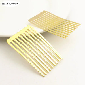 8pcs 31x49mm Metal/White Hair Combs Hairwear DIY