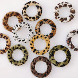 Leopard Fabric Circle Earrings for Autumn/Winter