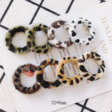 Leopard Fabric Circle Earrings for Autumn/Winter