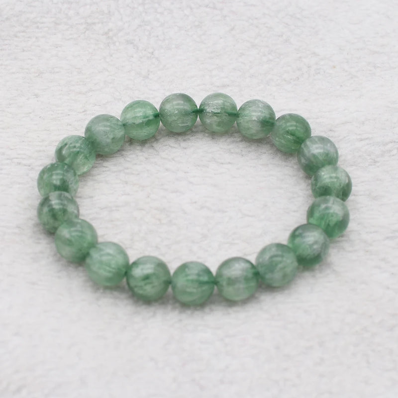 8" AAAAA Green Fluorite Feather Crystal Stretch Bracelet