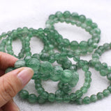 8" AAAAA Green Fluorite Feather Crystal Stretch Bracelet
