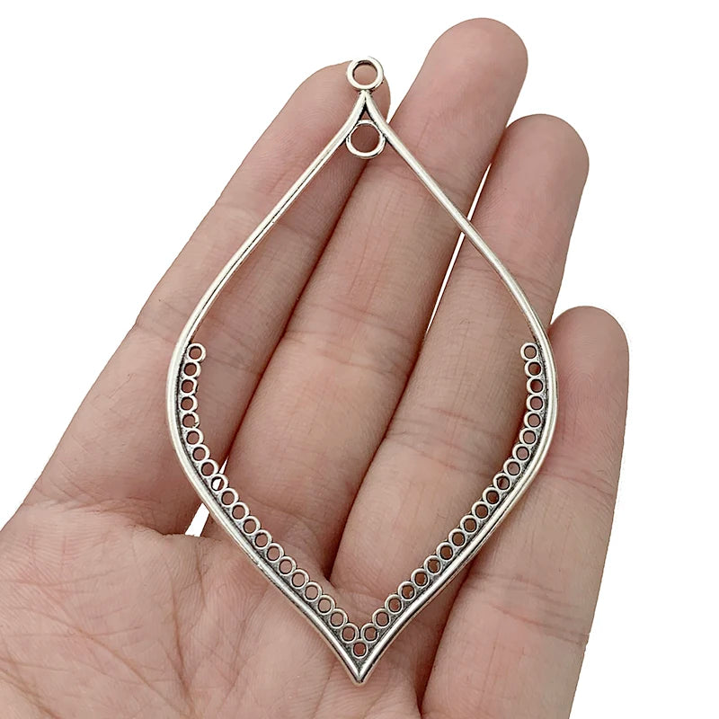 8 x Antique Silver Large Water Drop Shape Charms Pendants 80x49mm