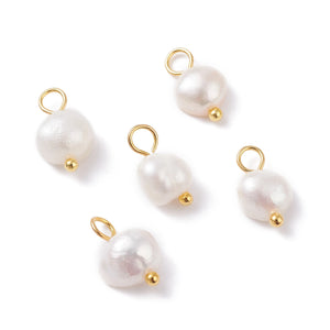 Natural Freshwater Pearl Charms Pendants for Jewelry Making