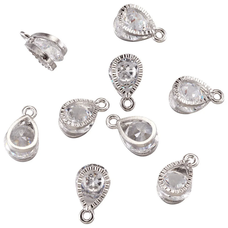 CZ Rhinestone Heart Charms for DIY Jewelry Making