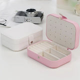 Double-layer portable women's jewelry box ring earring storage box