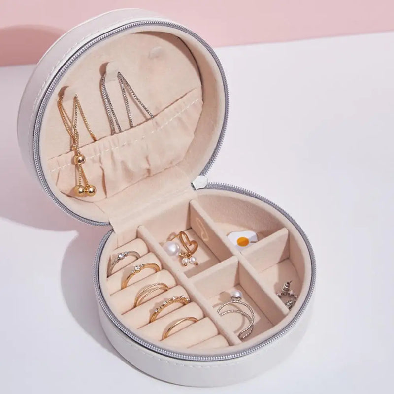 Portable Leather Jewelry Box Storage Display Stand