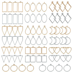 80 PCS Metal Bezels for Resin Charms Earrings Necklaces (Gold/Silver)