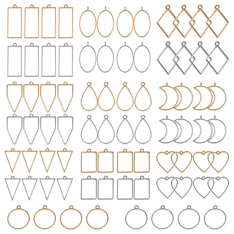 80 PCS Metal Bezels for Resin Charms Earrings Necklaces (Gold/Silver)