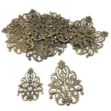 80 PCS Metal Filigree Flowers Crown Charms DIY Components