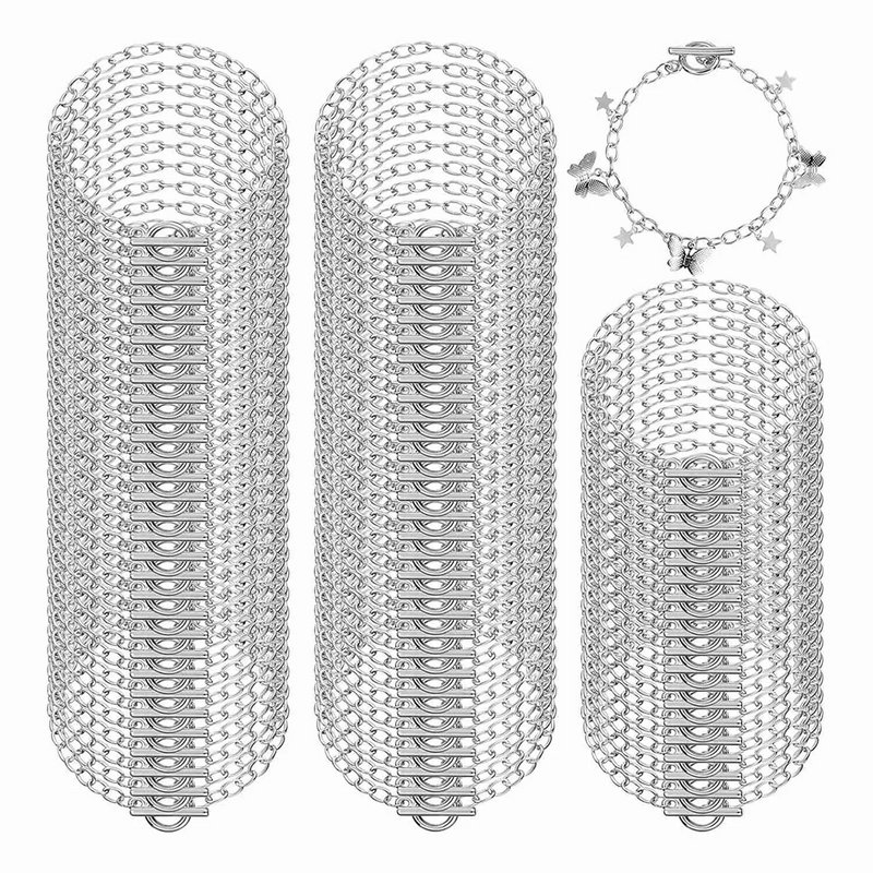 80 Pcs Chain Bracelets Link Bracelet Chains with Toggle Clasps