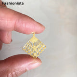 80 Pcs Raw Brass Fan Wrap Stamping Charms 19*21mm Findings