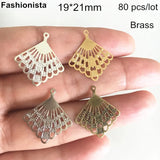 80 Pcs Raw Brass Fan Wrap Stamping Charms 19*21mm Findings