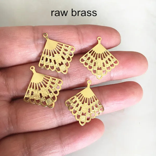 80 Pcs Raw Brass Fan Wrap Stamping Charms 19*21mm Findings