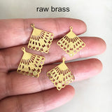 80 Pcs Raw Brass Fan Wrap Stamping Charms 19*21mm Findings
