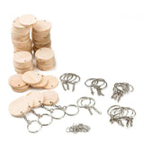 80 Wood Slices Circles with Key Rings for DIY Crafts Ornaments