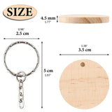 80 Wood Slices Circles with Key Rings for DIY Crafts Ornaments