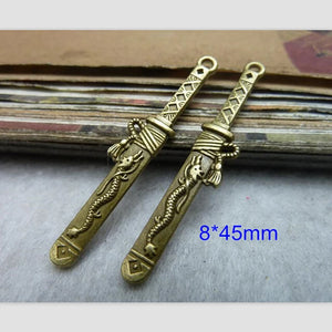 80 Pcs Sword Charms 8*45mm Antique Bronze Tone for DIY Jewelry and Crafts