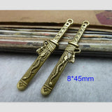 80 Pcs Sword Charms 8*45mm Antique Bronze Tone for DIY Jewelry and Crafts