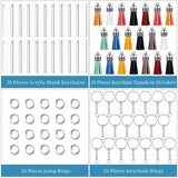 80-Piece Clear Keychains Set with Acrylic Blanks, Tassels, Rings & Jump Rings