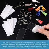 80-Piece Clear Keychains Set with Acrylic Blanks, Tassels, Rings & Jump Rings