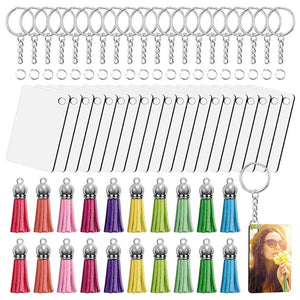 80 Sublimation Blank Double-sided Printing Keychain Tassel Key Ring