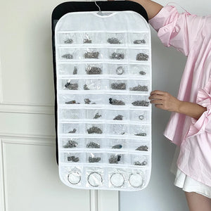 80 Pockets Jewelry Roll Bag Necklace Ring Earrings Storage Organizer
