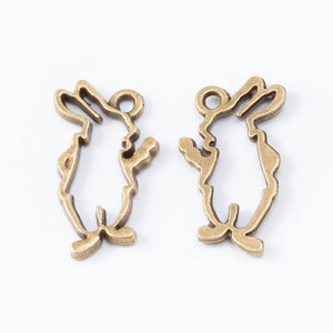80 Retro Metal Zinc Alloy Rabbit Pendant for DIY Jewelry Necklace Making