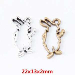 80 Retro Metal Zinc Alloy Rabbit Pendant for DIY Jewelry Necklace Making